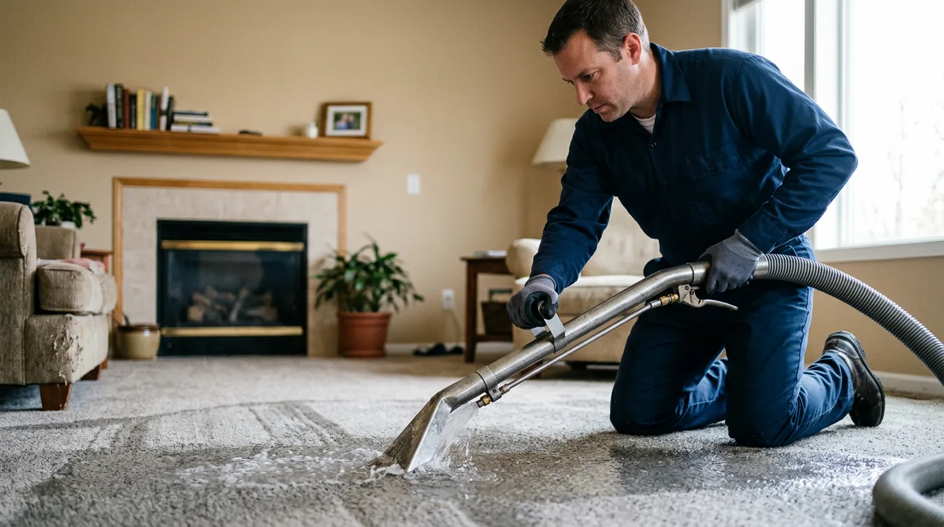 Water damage restoration technician working near Newton Hamilton, PA